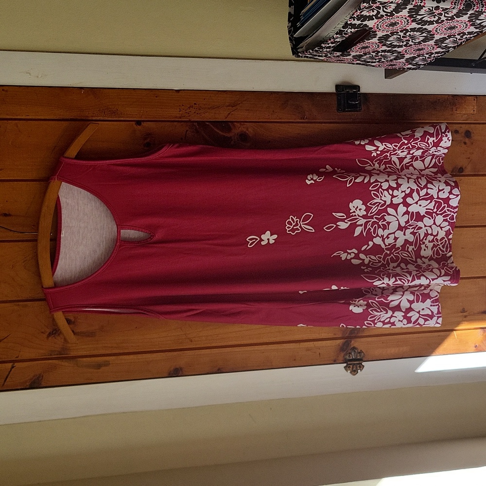 Keyhole Sleeveless Tank Dress Floral Print